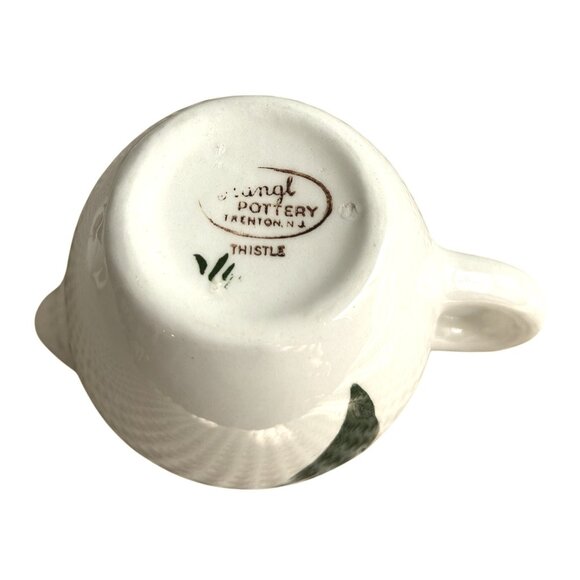 Stangl Pottery Thistle Pattern 6-Piece Set Teacups & Creamer With Saucers - Picture 4 of 5